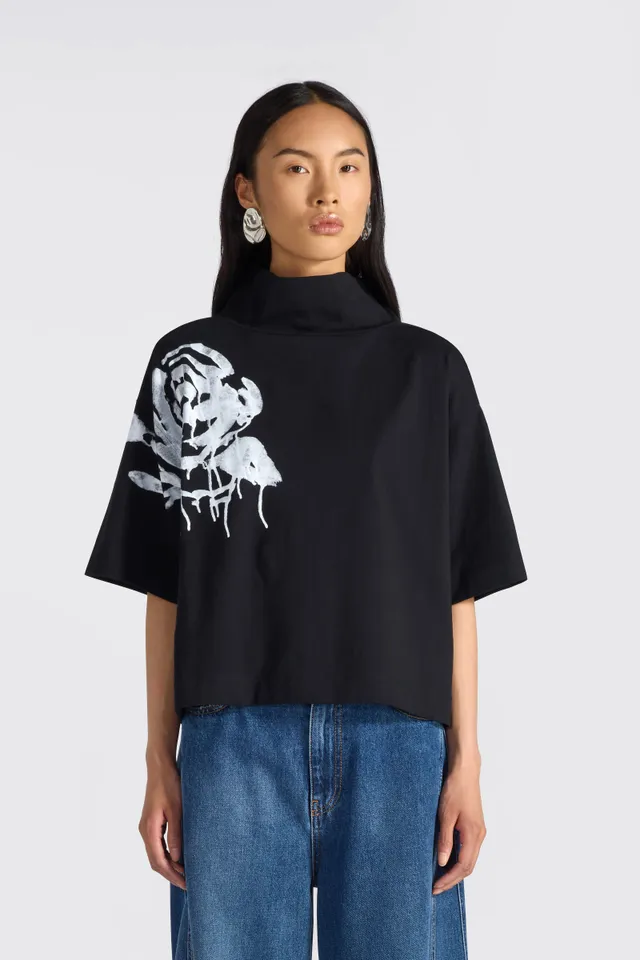 Liviana Conti Kenna t-shirt noir coton col roulé