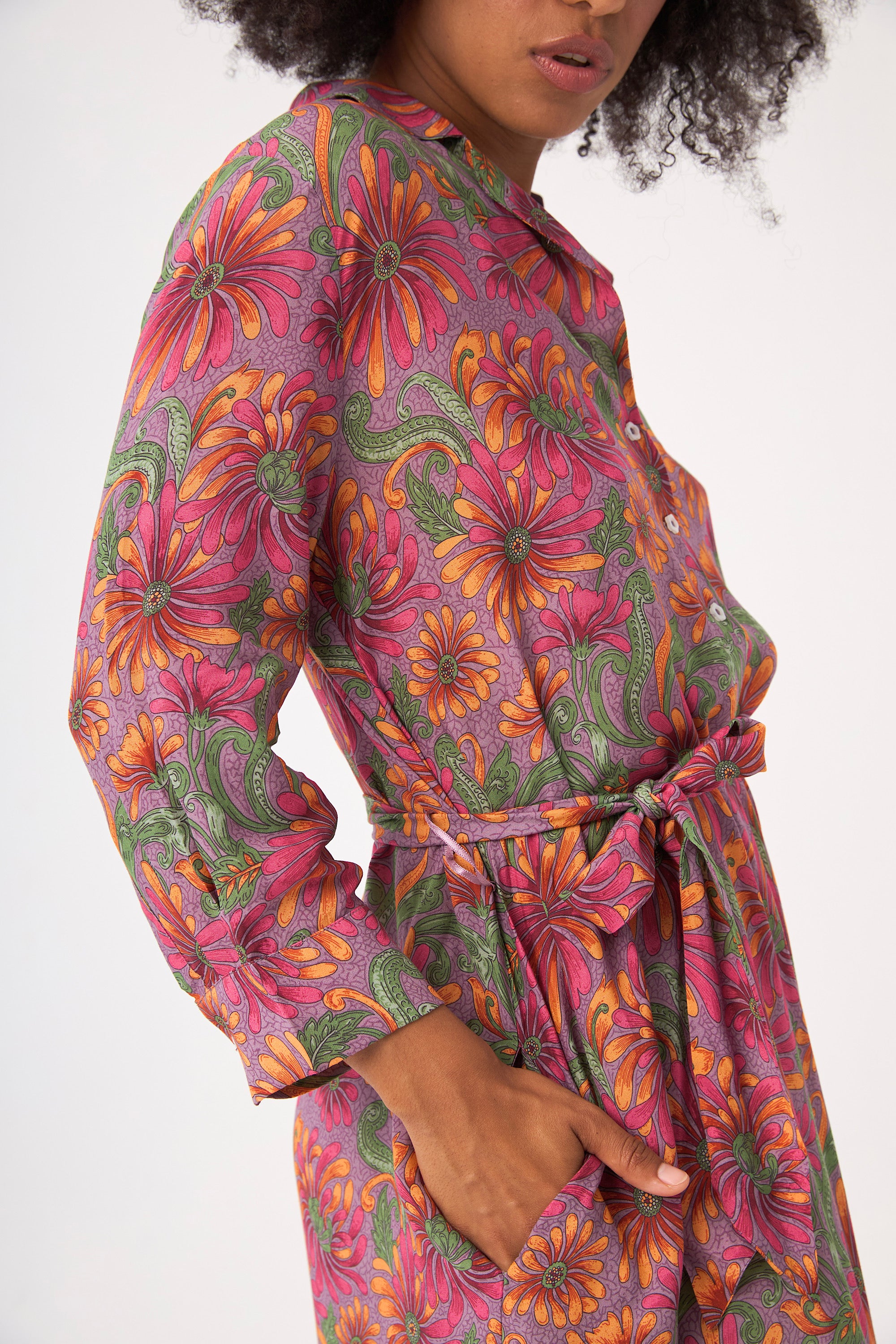 ChicoSoleil Colette robe chemise satin fleur de satin