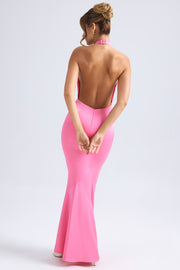 Oh Polly Desiree robe longue fuchsia satin sirène