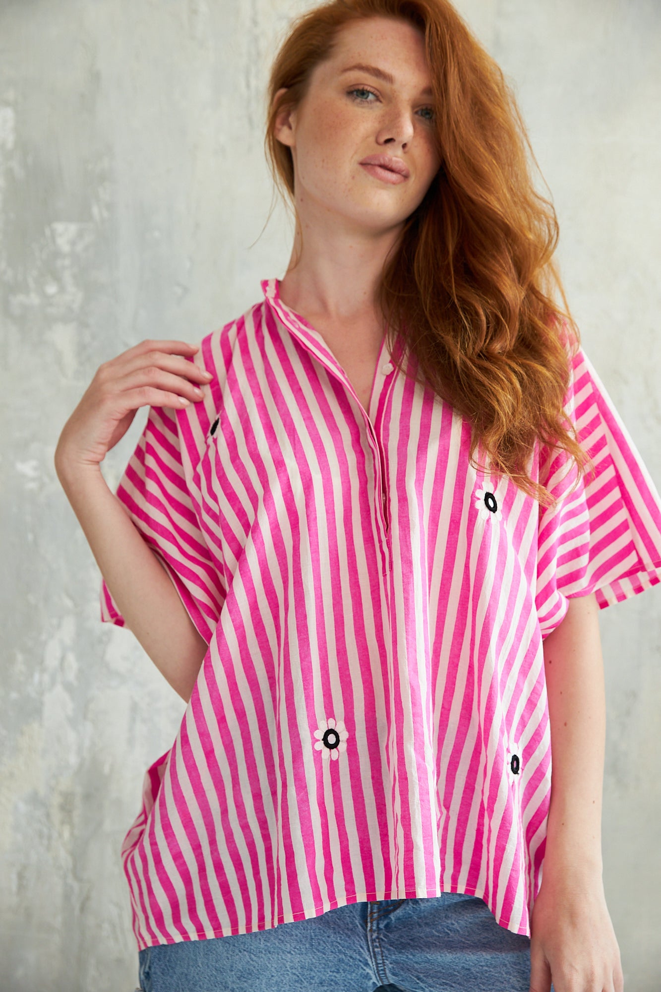 Chicosoleil LEELA top coton Pink Stripe manches courtes