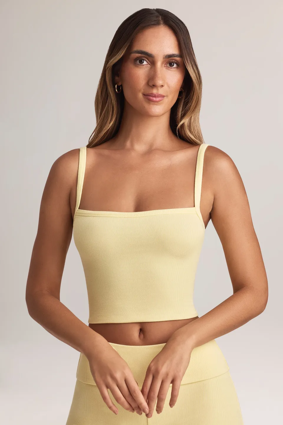 Oh Polly Lai Top caraco jaune modal col carré taille S