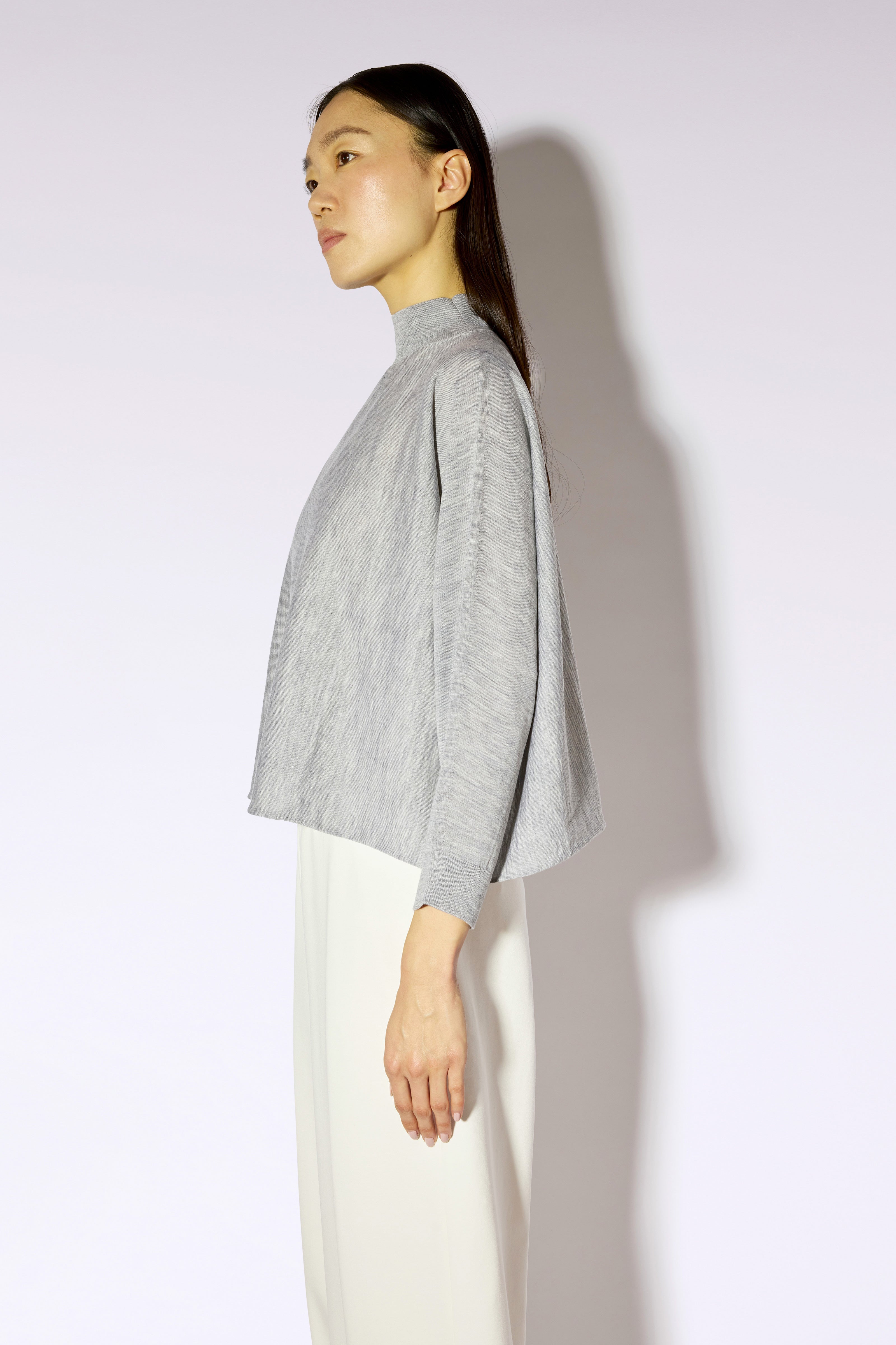 Liviana Conti Ranja Pull Laine Mérinos Gris Col Perkins 3/4