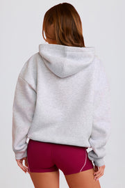 Oh Polly Knitwear hoodie oversize gris brodé coton