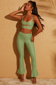 Oh Polly Zuni pantalon dentelle vert taille haute laçage
