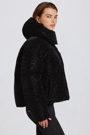 Oh Polly Ski Jacket veste ski noire léopard imperméable