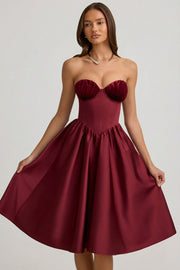 Oh Polly Gabrielle 12161 robe midi corset rouge vin