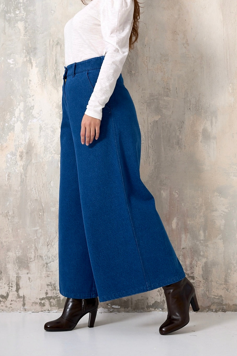 Chicosoleil Mato pantalon large bleu denim 100% coton