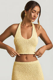Oh Polly Gianna top crop jaune bouclé col V