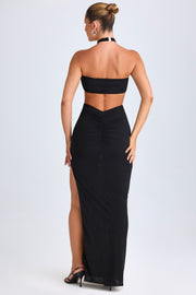 Oh Polly Bethania robe maxi noire dos nu fente