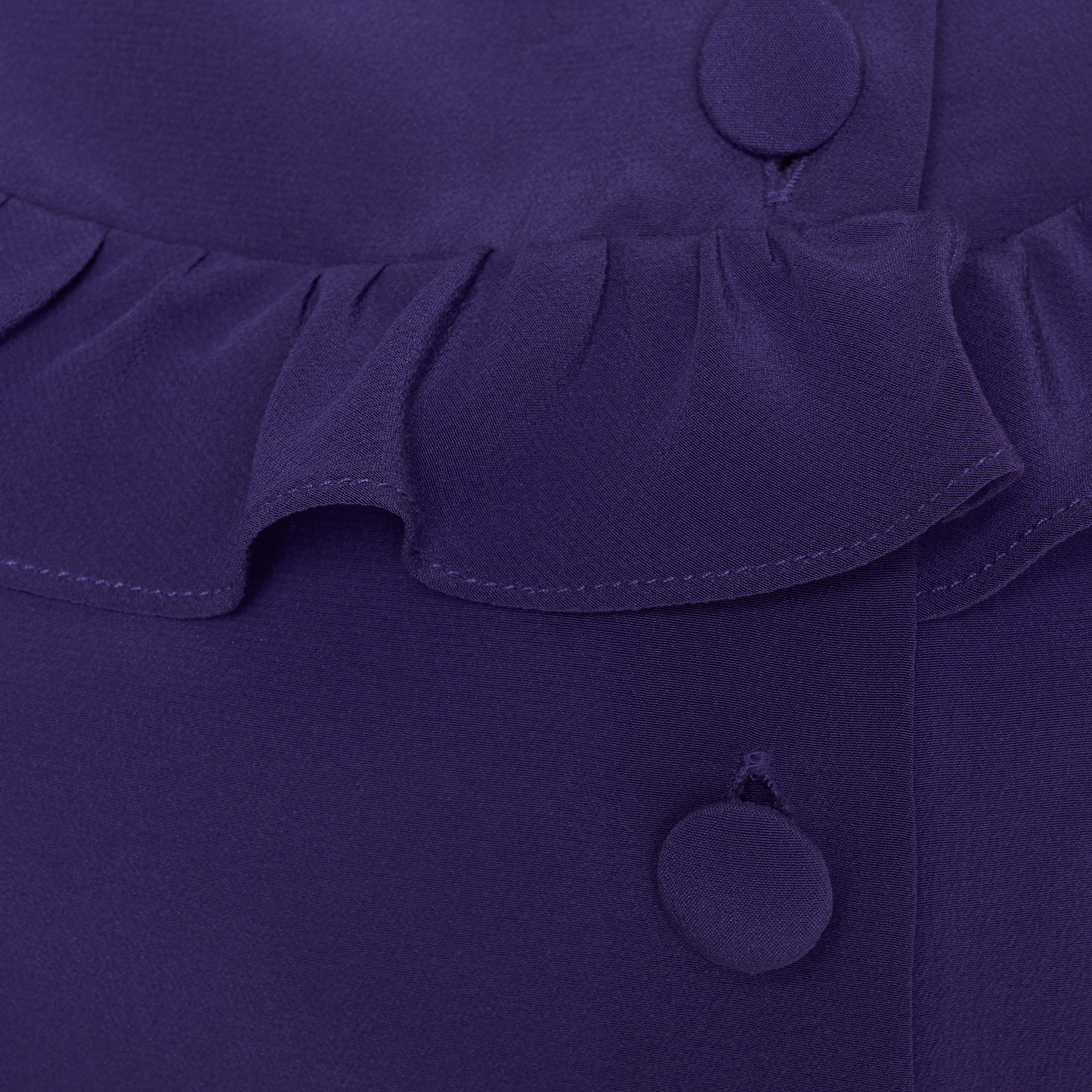 Alessandra Rich Silk Blouse with Ruffles chemisier violet soie