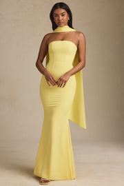 Oh Polly Imogene robe longue bustier jaune pastel foulard