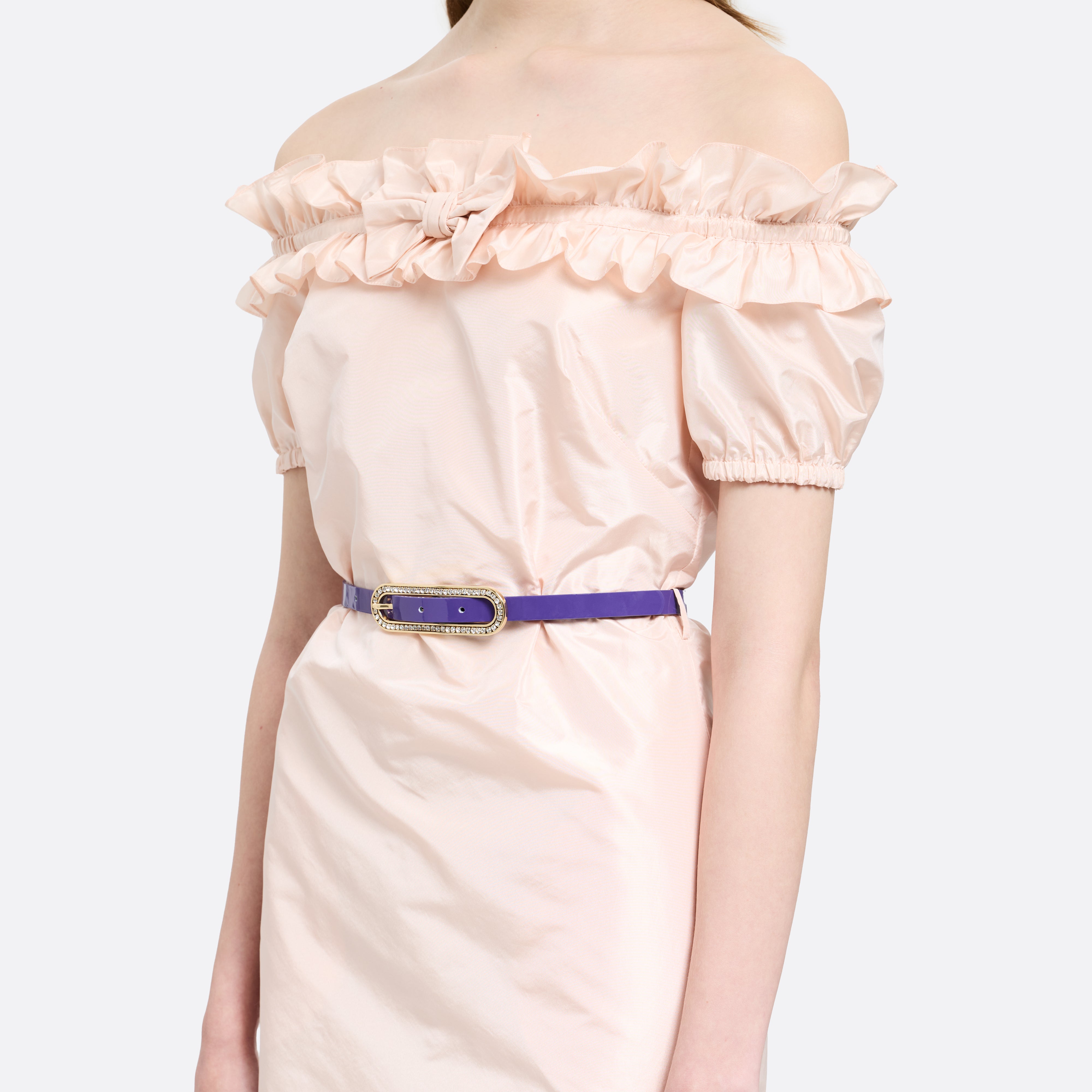 Alessandra Rich Accessories ceinture fine cuir violet cristal