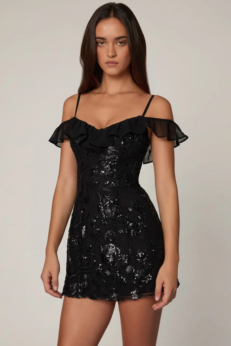Oh Polly Jacira 14454 mini robe noire sequins