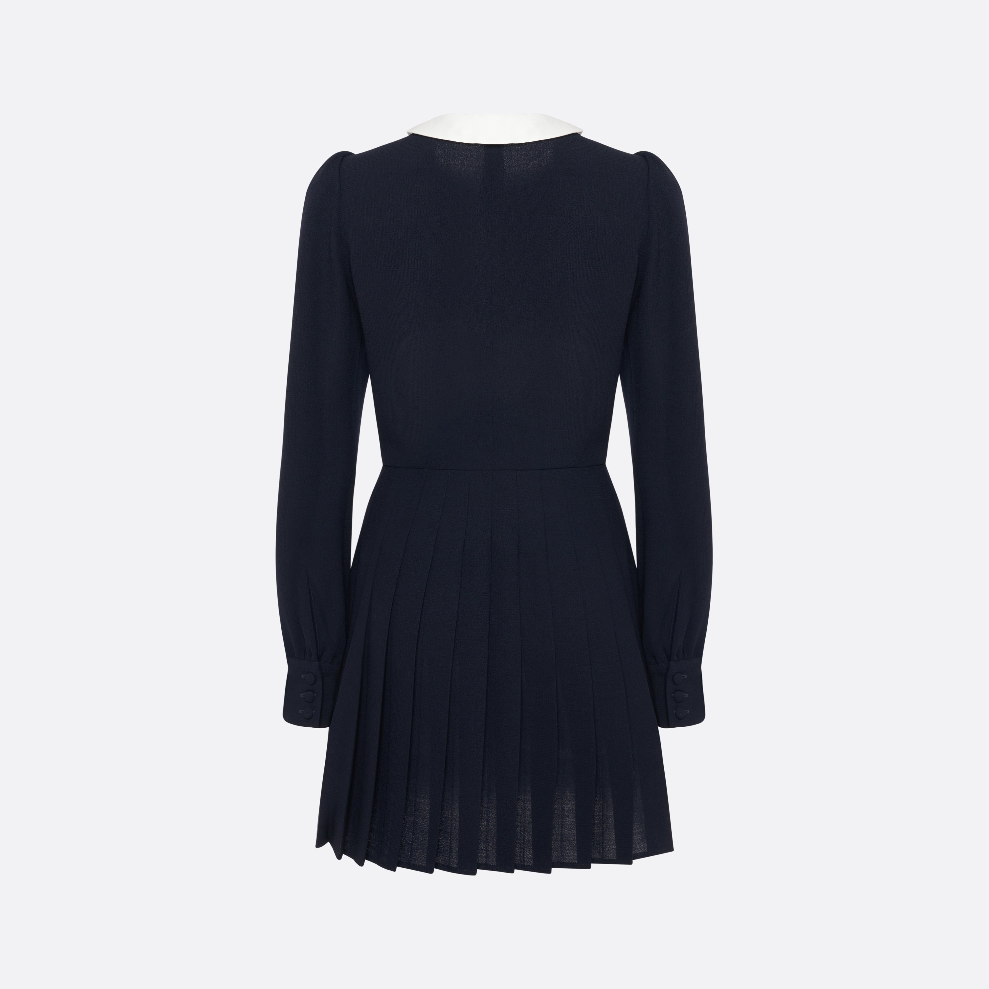 Alessandra Rich Dresses Light Wool Mini Robe bleu marine plissée
