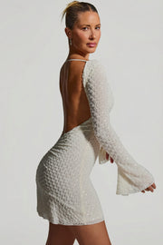 Oh Polly Embellished Grazina robe mini blanche strass