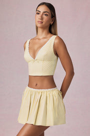 Oh Polly Skirts Mini Jupe Jaune Rayée Coton Élastique