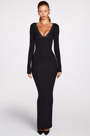 Oh Polly Noa Robe Maxi Noire Manches Longues Modal