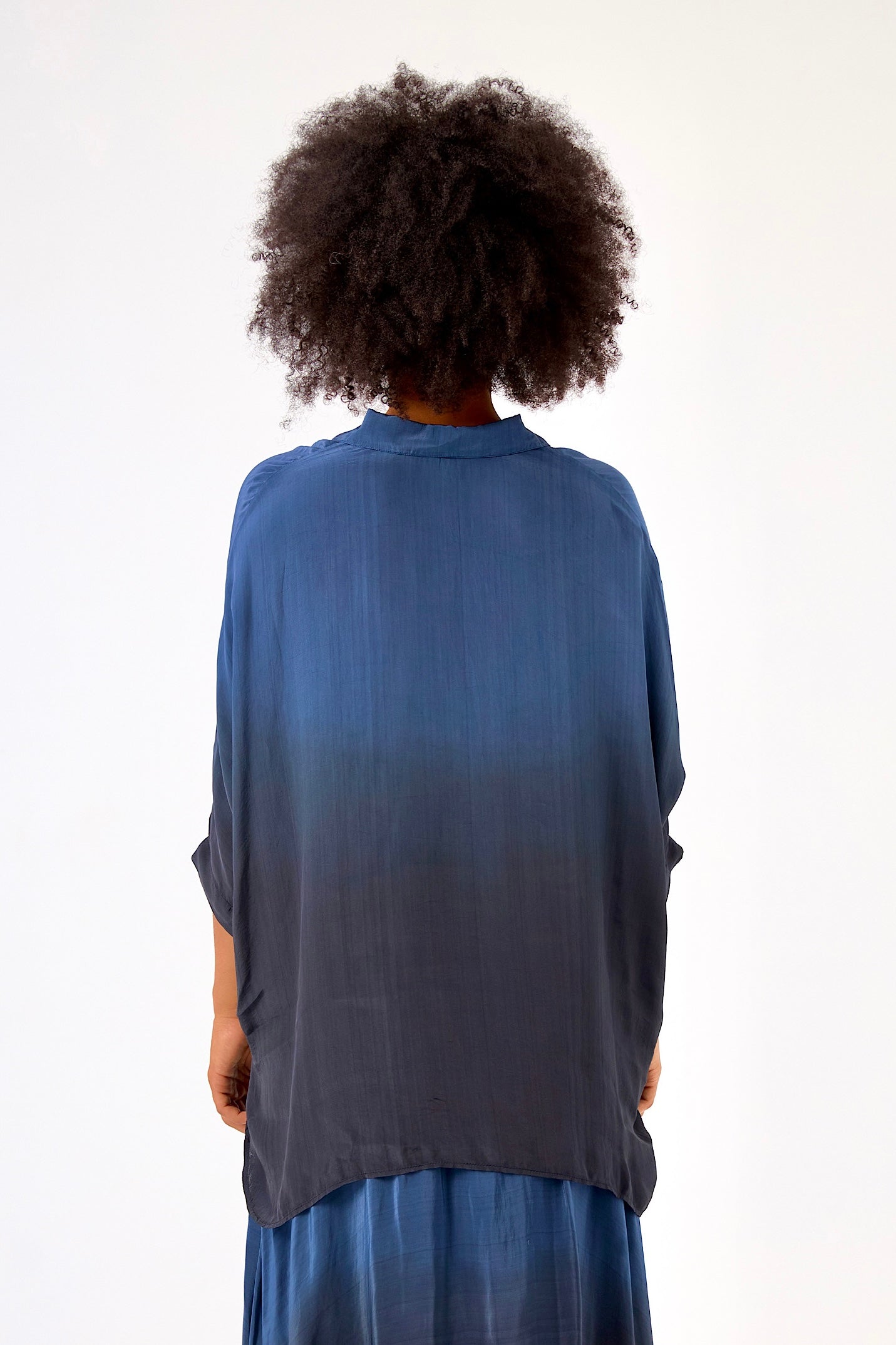 Chicosoleil CHAGALL chemise viscose Tie Dye Bleu satin