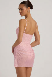 Oh Polly Connie 14052 Robe Mini Rose Strass Corset
