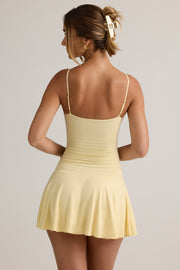 Oh Polly Dresses 14169 mini robe jaune crème modal
