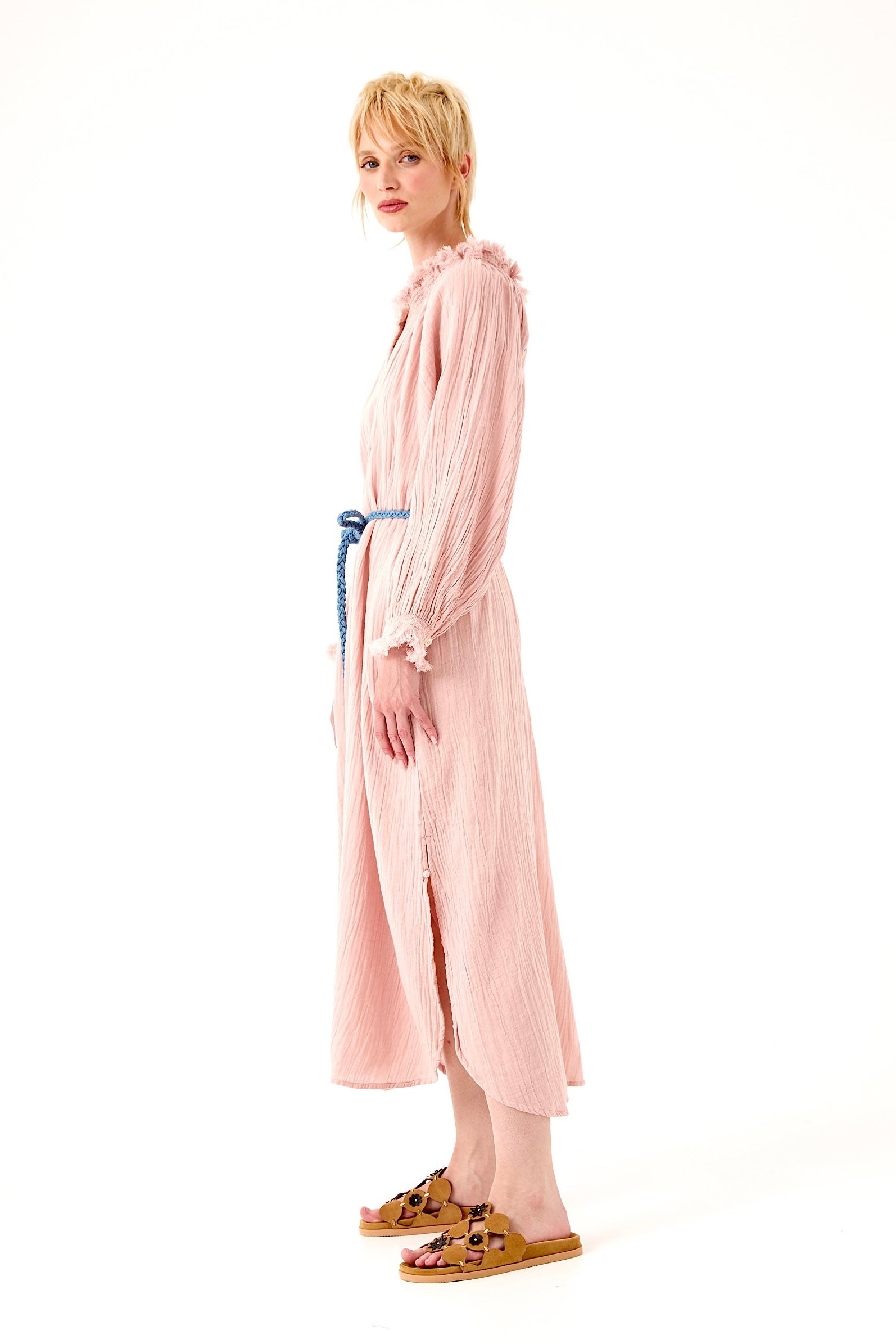 Chicosoleil Marigold robe gaze coton rose romance