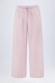 Oh Polly Pantalon large Piran popline coton rose rayé