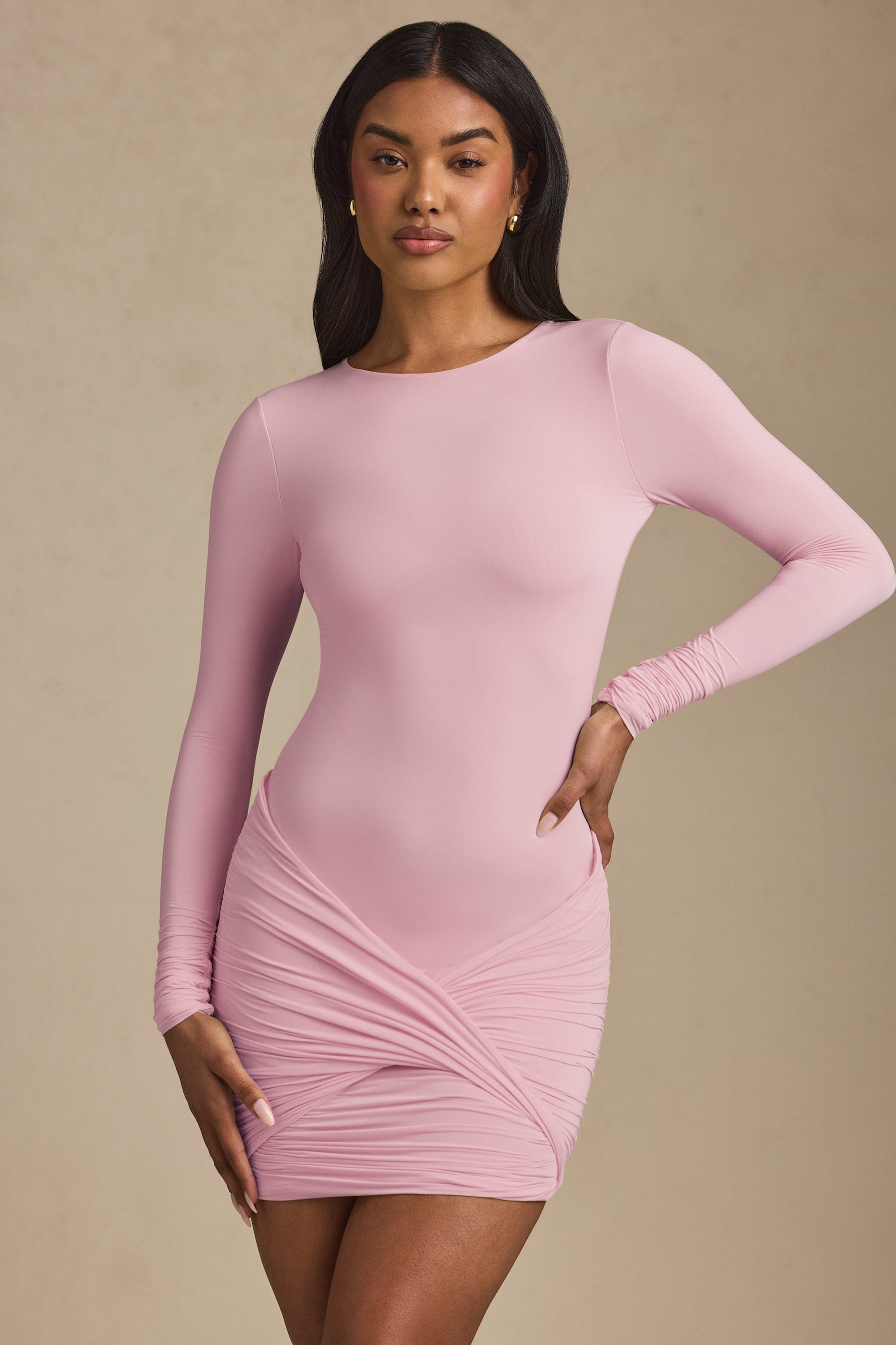 Oh Polly Dresses Mini Robe 14293 Rose Clair Dos Nu