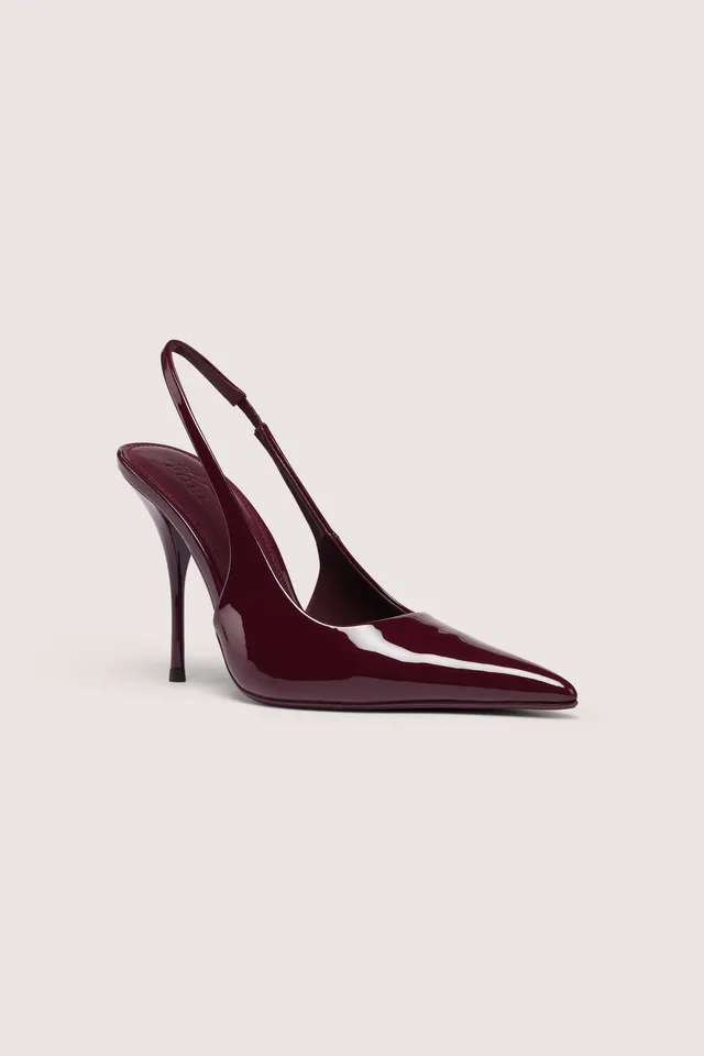 Oh Polly Octavya Escarpins Sling-Back Bordeaux Talon 10 cm