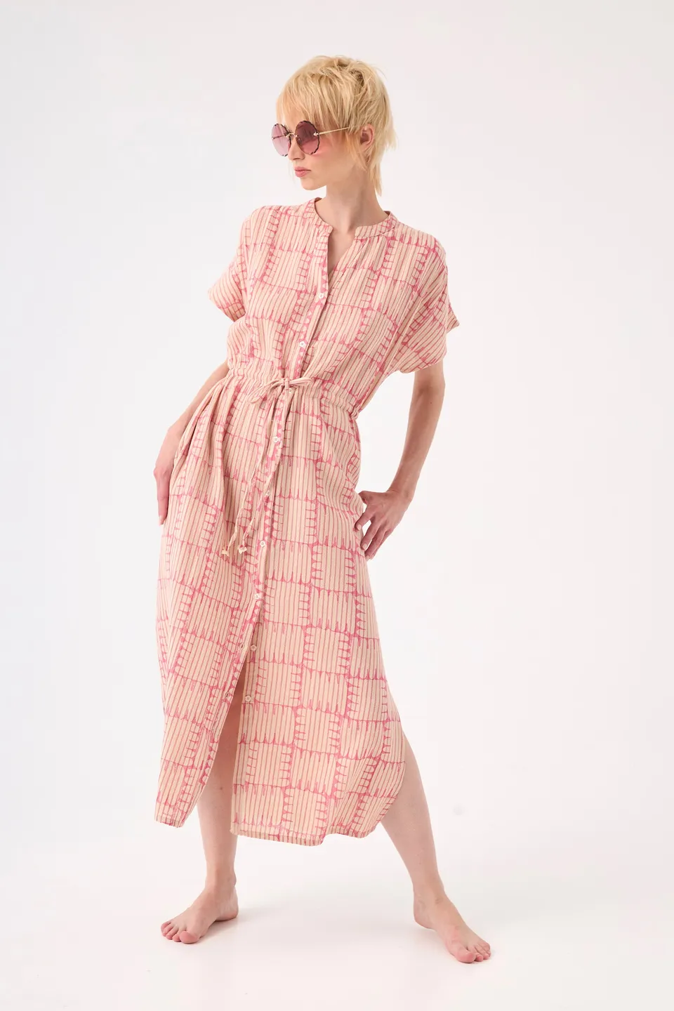 Chicosoleil Deepty robe longue rosewood coton poches