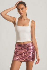 Oh Polly Embellished Lunara mini jupe rose sequins