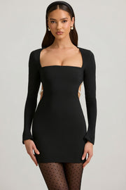 Oh Polly Akari Mini Robe Noire Perles Dos Ouvert