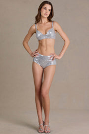 Oh Polly Shorts 15875 mini short argent sequins
