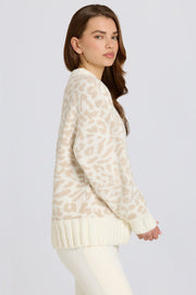 Oh Polly pull oversize jacquard blanc glace BT2380