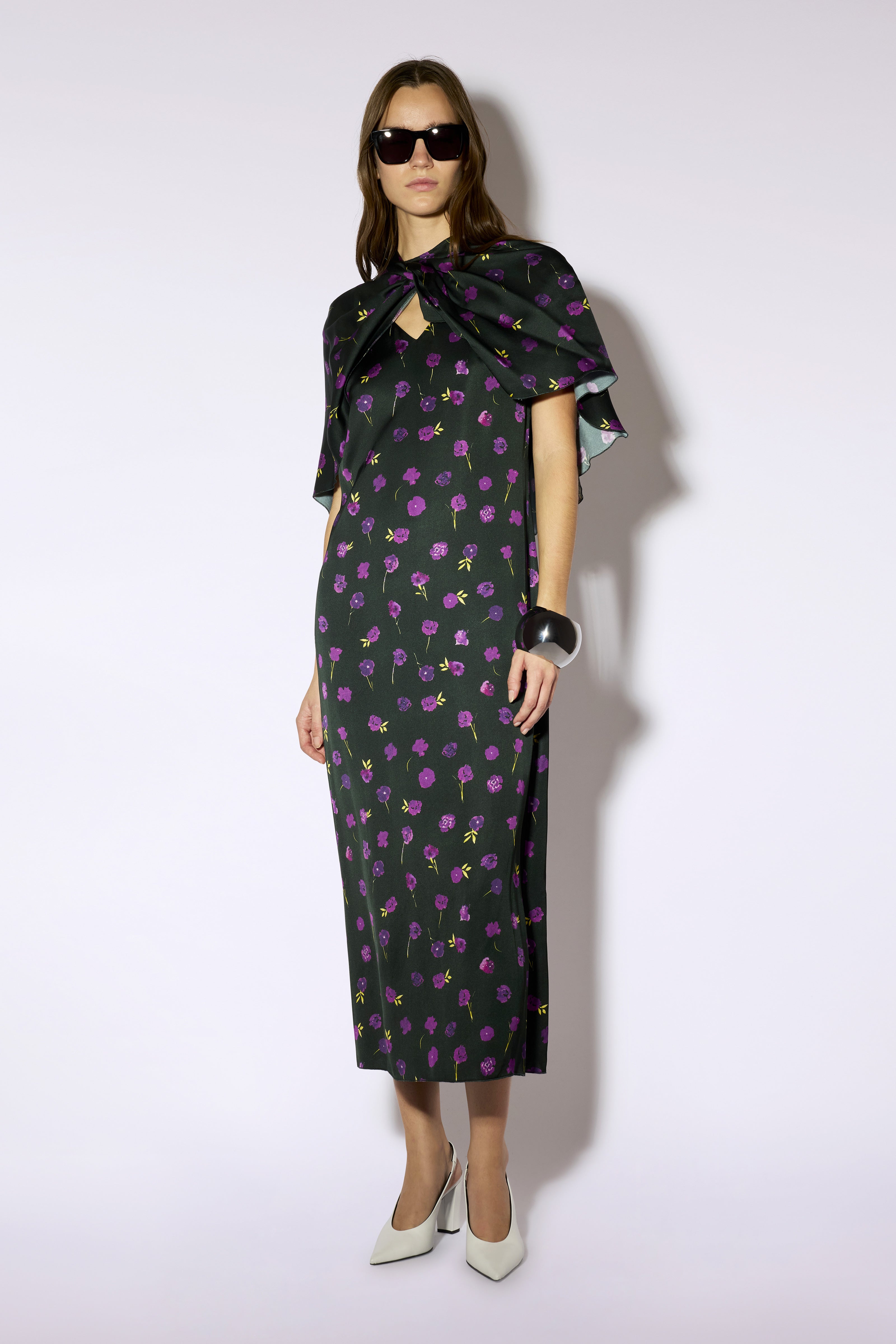 Liviana Conti Ebony robe midi fleurs satin