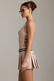 Oh Polly Dresses Leilani robe mini plissée mushroom dos nu