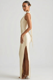 Oh Polly Sheril 13767 robe longue satin perle asymétrique