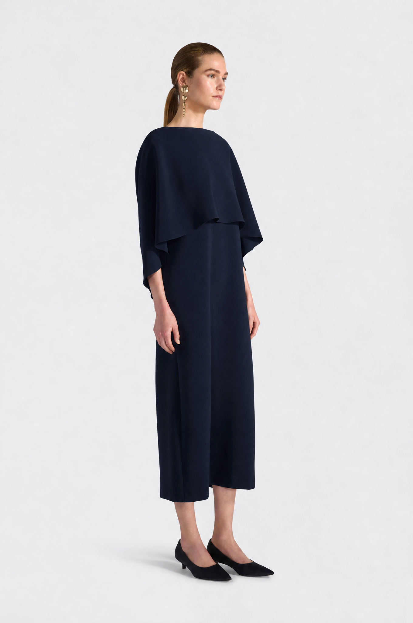 Liviana Conti Melanie robe midi noire 40 cadi drapée
