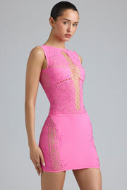 Oh Polly Joni mini jupe rose strass dentelle