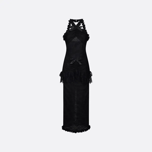 Alessandra Rich Dresses robe soirée dentelle chantilly noir 36-46