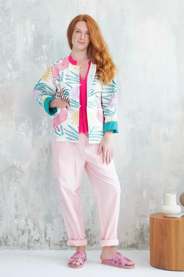 Chicosoleil Talia veste blanche broderie exotique coton