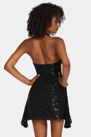 Oh Polly Embellished Ethelie robe mini noire sequins