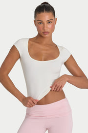 Oh Polly ButterCloud crop top Coconut double épaisseur sculptant