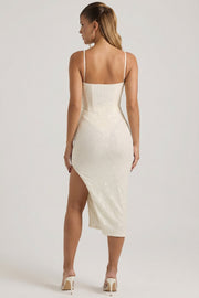 Oh Polly Eliora 12287 robe corset midaxi blanche sequins