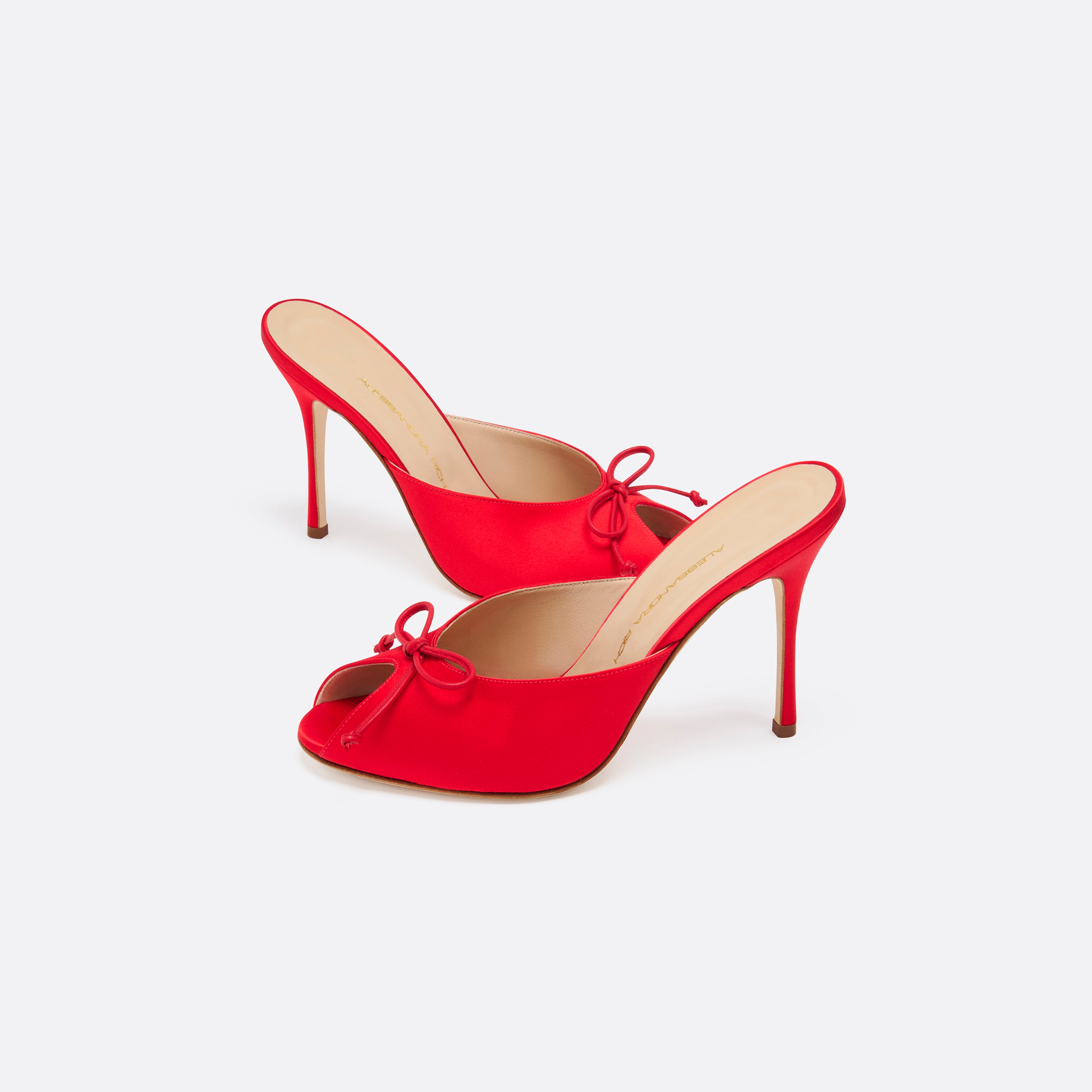 Alessandra Rich Satin Mules escarpins rouges satin 10,5 cm