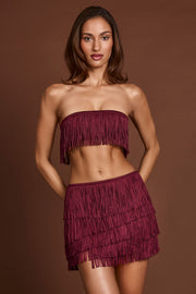 Oh Polly Bruma Top Bandeau Franges Rouge Bordeaux Vin
