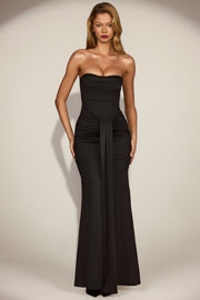 Oh Polly Aisra robe satin noire bustier sirène