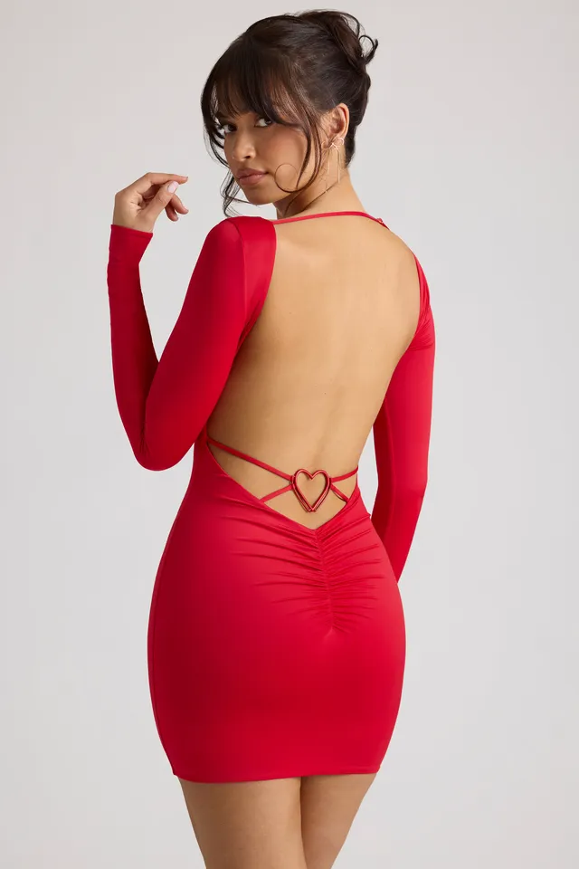 Oh Polly Demelza Robe Mini 8058 Rouge Feu Manches Longues