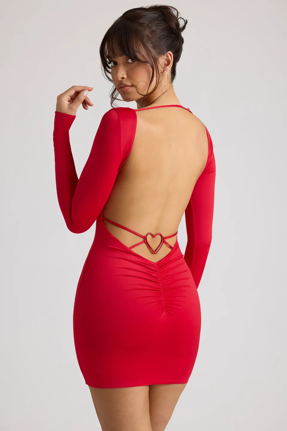 Oh Polly Demelza Robe Mini 8058 Rouge Feu Manches Longues