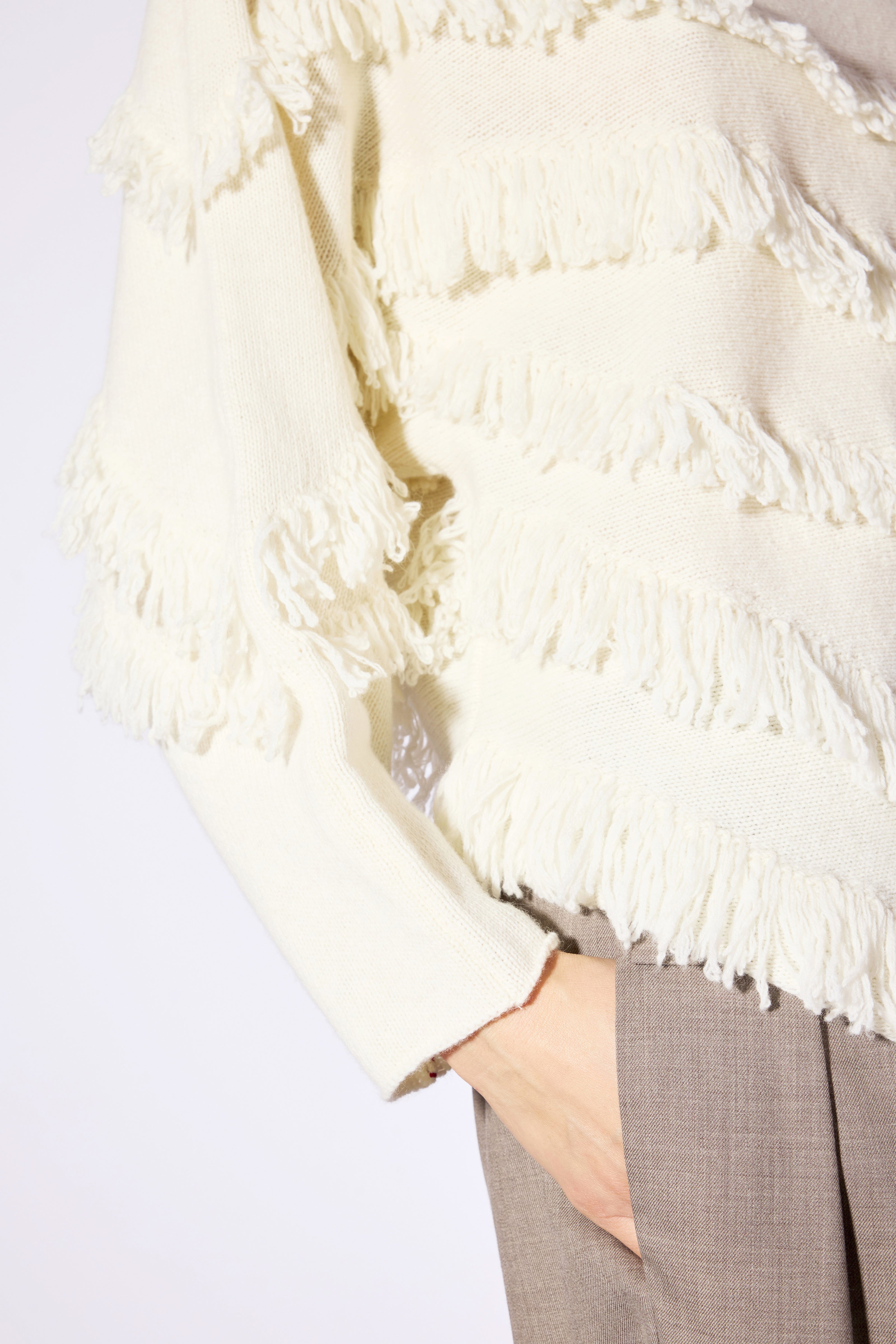 Liviana Conti Sally pull cachemire beige franges