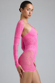 Oh Polly Melody combishort strass rose bonbon dentelle 8172